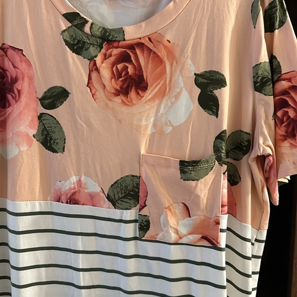 Floral and striped midi dress - Picture 3 of 5